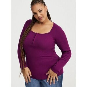 Torrid Cotton Modal Rib Hook and Eye Top Womens 0 L 12 Purple Plum Capsia NEW